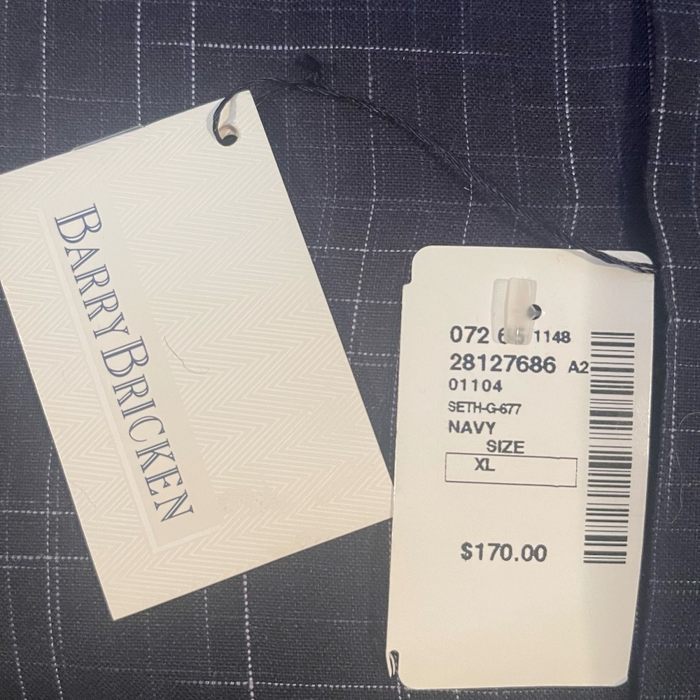 Barry Bracken linen modern plaid shirt, NEW WITH TAGS - Picture 2 of 4